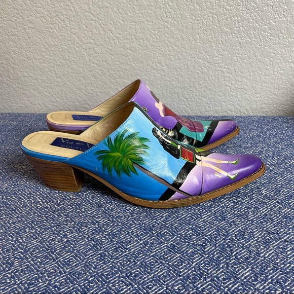 Via and Via Couture Hand Painted Mules from Neiman Marcus 8.5 M - Picture 2 of 10
